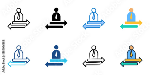 Offboarding icons set multiple style collection. Editable stroke 
