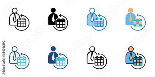 Probation period icons set multiple style collection. Editable stroke 
