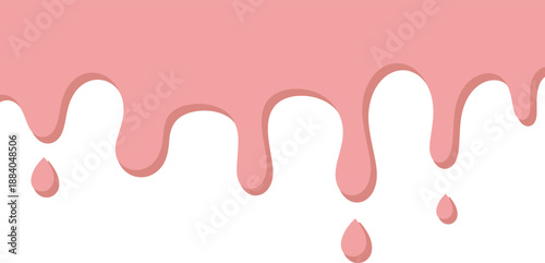 Pink dripping liquid border, abstract paint drip frame design for banners, headers and modern creative layouts, vector illustration