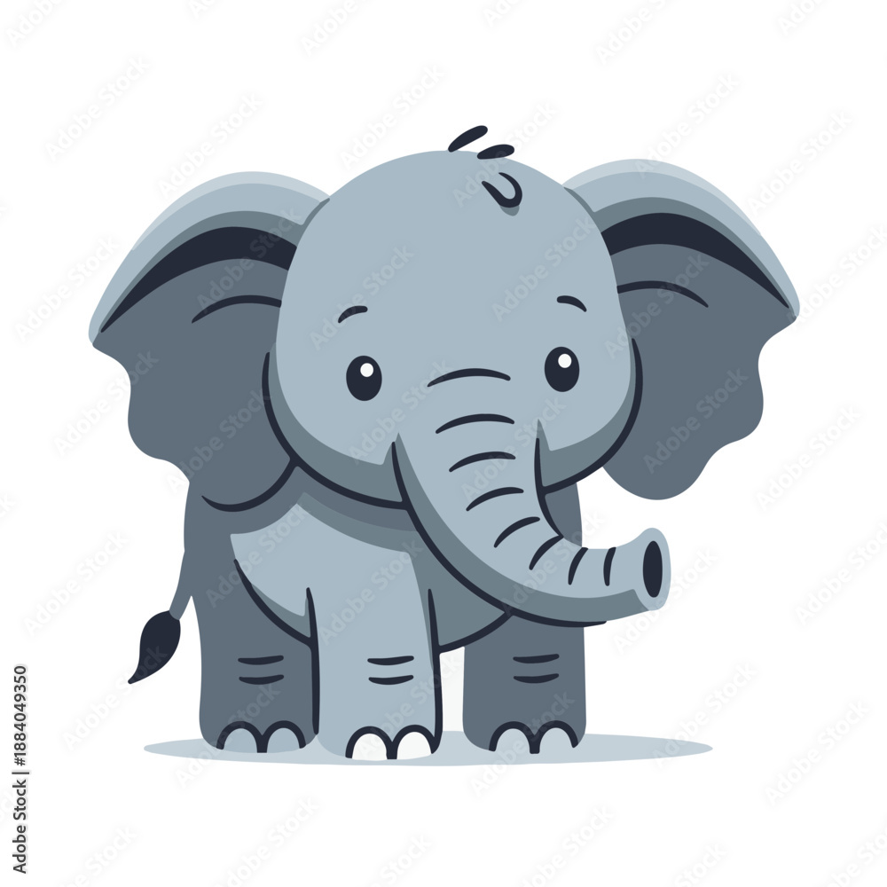 Fototapeta premium cute baby elephant , flat design, vector illustration, isolated on white backgrond