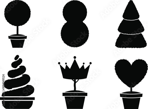 Unique topiary silhouettes collection Vector