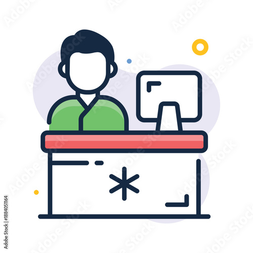 Hospital reception desk icon representing patient registration services