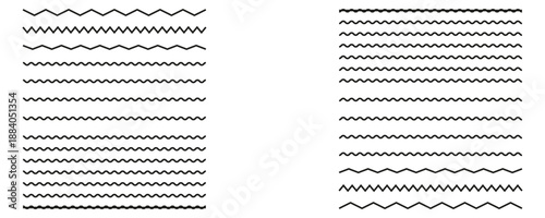 Set of wavy - curvy and zigzag - criss cross horizontal lines