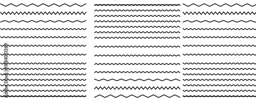Set of wavy - curvy and zigzag - criss cross horizontal lines