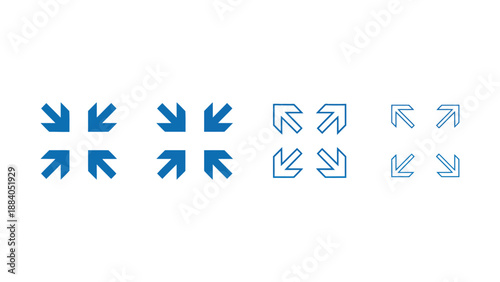 A set of blue and white arrows pointing in different directions