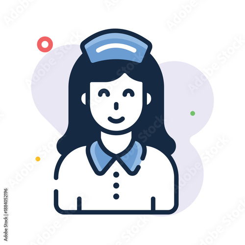 Beautiful designed nurse avatar flat outline icon, patient healthcare support