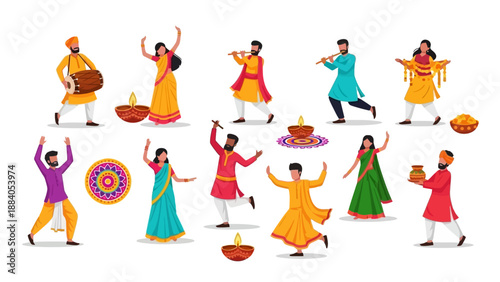 Diverse People Dancing in Traditional Clothing.
