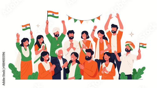 Group of People Celebrating Indian Independence Day.