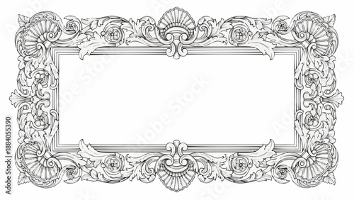 Ornate antique rectangular picture frame with decorative carvings.
