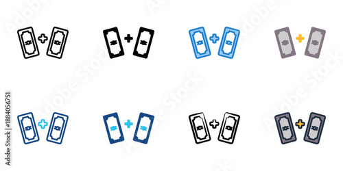 Compensation icons set multiple style collection. Editable stroke 
