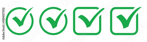 Check box icon with correct, accept checkmark icons tick box checked. Check mark icon symbols vector. Green Check mark icon vector set. Green tick check mark icon vector. 