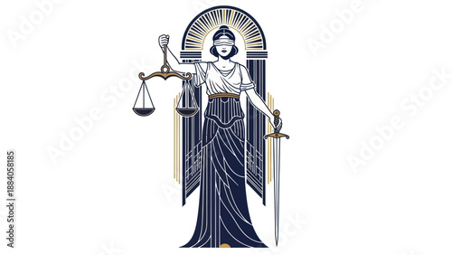 Lady Justice Scales Sword Blindfold Symbol of Law and Order