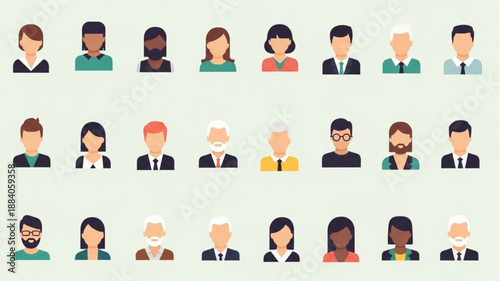 Diverse Group of People Avatars Representing Different Individuals.