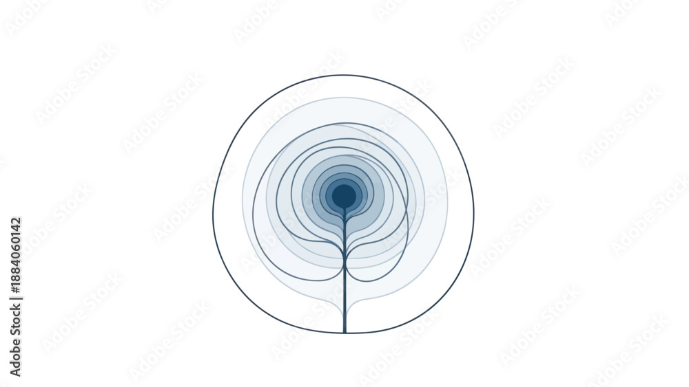 Fototapeta premium Abstract Radial Gradient Circle with Concentric Waves and Flowing Lines