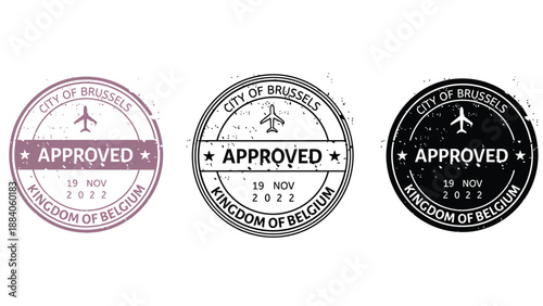 Three approved stamps from the City of Brussels, Kingdom of Belgium