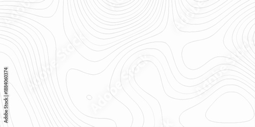 Abstract topo contour map on white background, topographic contour lines map seamless pattern, topographic map, geographic mountain relief diagram line wave carve pattern.