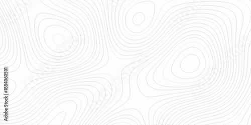 Abstract topo contour map on white background, topographic contour lines map seamless pattern, topographic map, geographic mountain relief diagram line wave carve pattern.