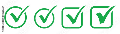 Hand drawing green tick mark icon on white background. Digital hand drawing check mark vector set. Vector illustration. EPS 10