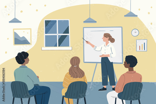 Teacher Explaining Lesson Whiteboard