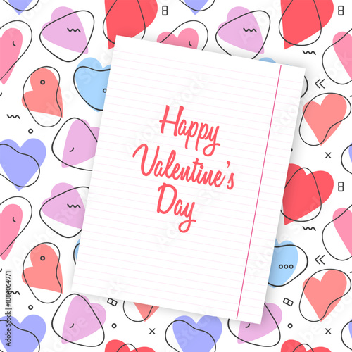 Happy Valentine's Day greeting card, Cute love sale flyer template, poster, label, ad, copy space vector illustration