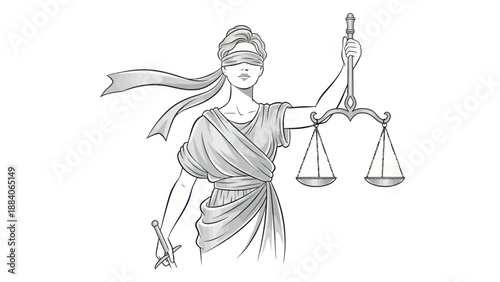 Lady Justice Blindfolded Holding Scales and Sword, Symbol of Law and Justice