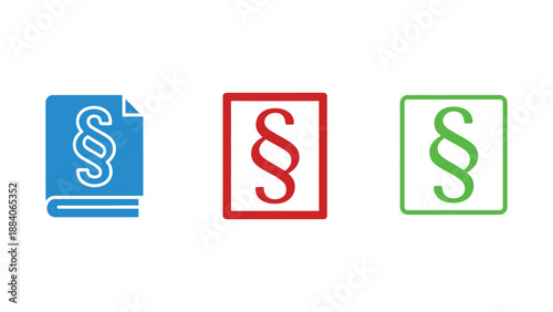 Three colorful paragraph symbols on a white background