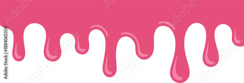 Pink icing drip border frame, smooth liquid dripping decoration for party themes, flyers and creative templates, vector illustration