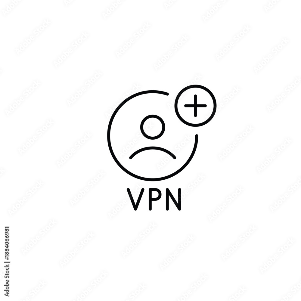 Fototapeta premium VPN user and plus. Secure internet access, privacy and anonymity. Pixel perfect, editable stroke vector icon
