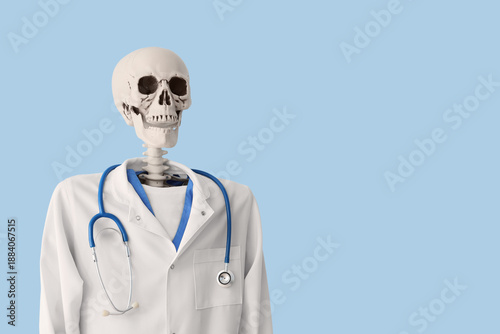 Human skeleton in white med...