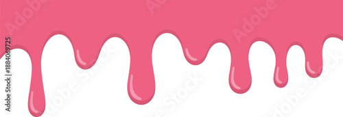 Pink dripping liquid border, minimal paint drip decoration for modern backgrounds, banners and creative graphic design, vector illustration