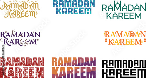 Set of Ramadan Kareem English Typography Styles.