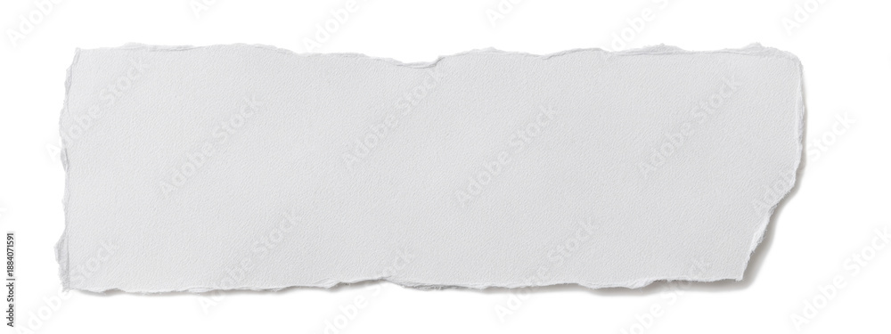 Fototapeta premium Versatile torn paper, blank paper, white paper, ripped paper with subtle paper texture for notes, messages, or design elements, isolated on white.