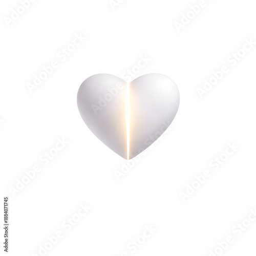 Heart with Liquid Shadow on White Background