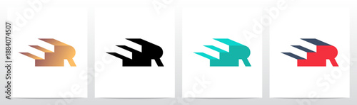 Three Steps Stairs Three-Dimensional Letter Initial Logo Design R