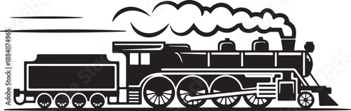 Steam locomotive train isolated on transparent background vintage