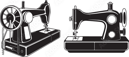 Vintage sewing machine silhouettes