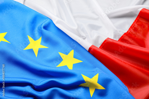 Flags of Poland and Europea...