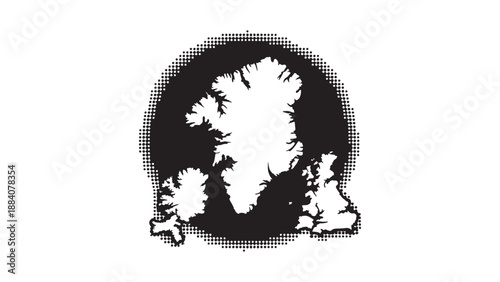 Antarctica continent map silhouette vector illustration with detailed ice shelf borders for geographic design, polar cartography projects, and educational presentations