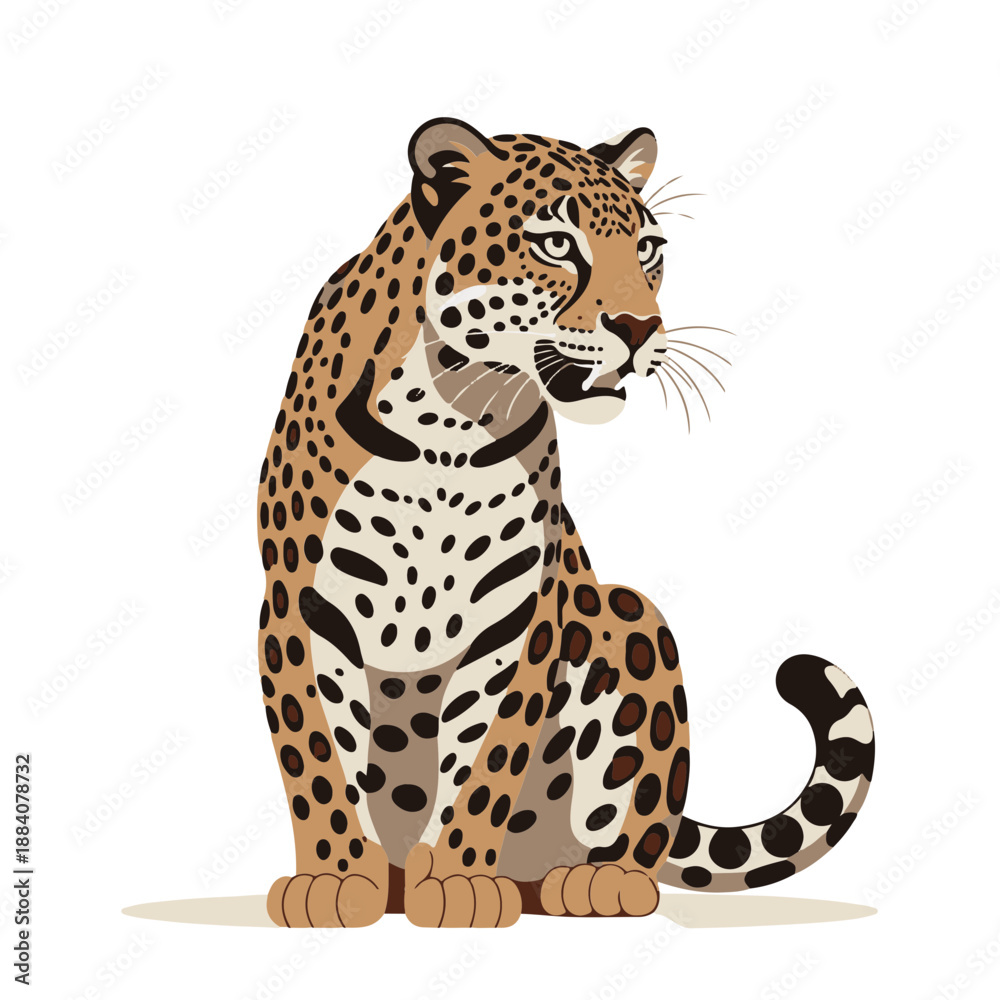 Fototapeta premium baby cute leopard, flat design, vector illustration, isolated on white transparent background