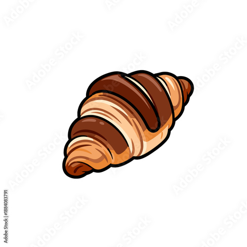 [Vector EPS]A delicious chocolate - topped croissant for breakfast or snack