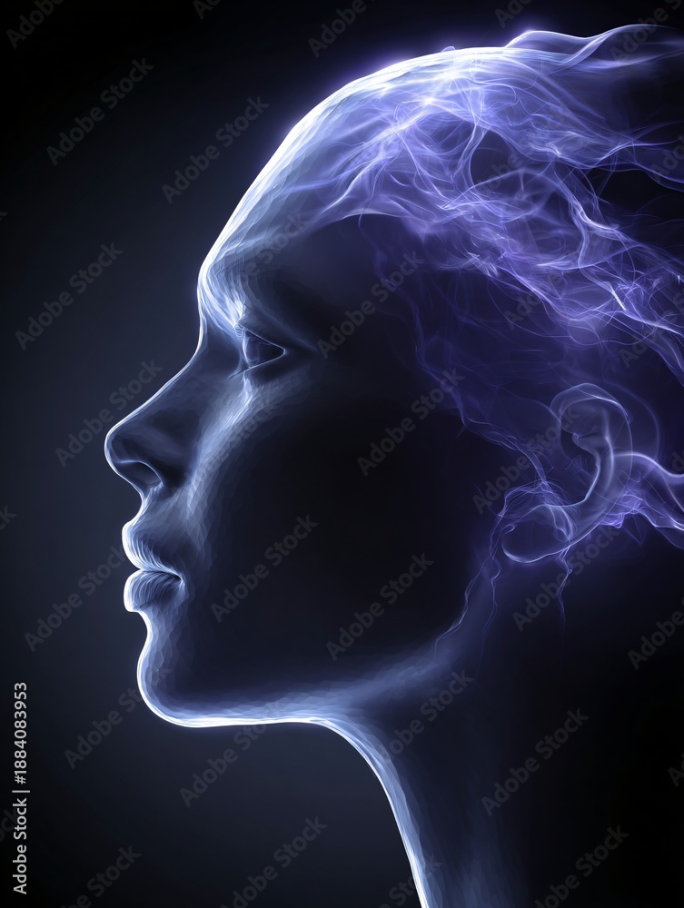 Obraz premium Human connection beyond language visualized as abstract light forms, copy space