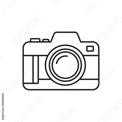 Modern Digital Camera Icon, Simple Line Art Illustration