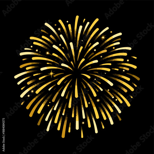 [Vector EPS]Golden Fireworks Bursting in the Night Sky for Celebration
