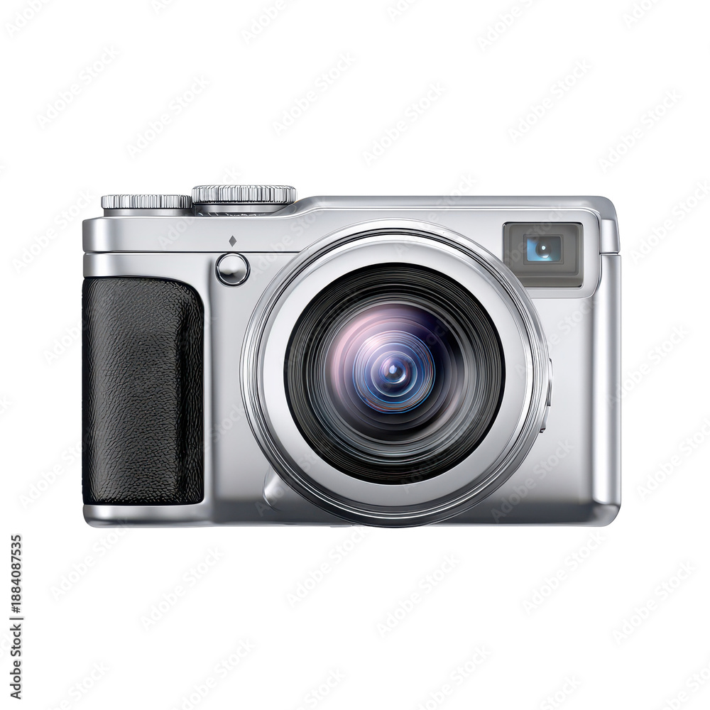 Fototapeta premium Compact digital camera front isolated on transparent background.