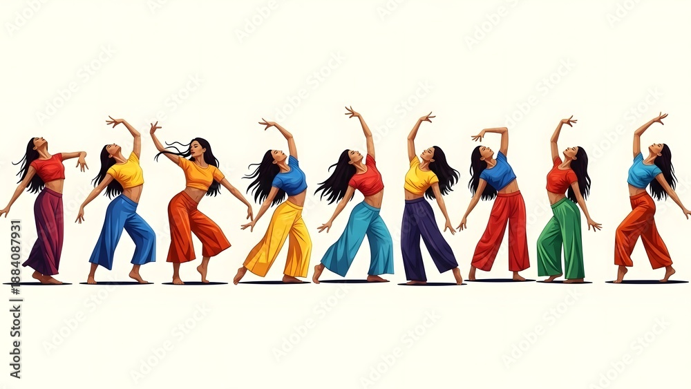 Fototapeta premium Vibrant women celebrating happy holi with colorful joy and dance