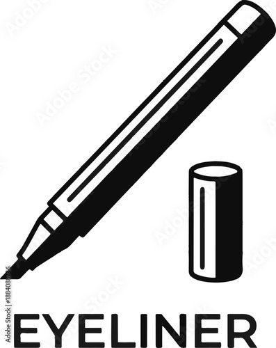 Black Eyeliner Pen and Cap Illustration on Graph Paper
