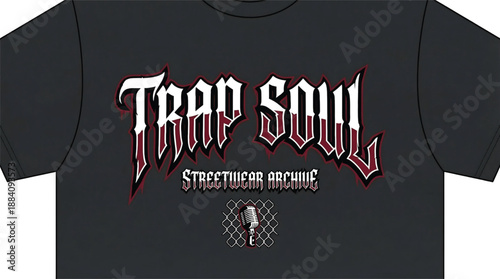 Black T-Shirt with Trap Soul Streetwear Archiving Design