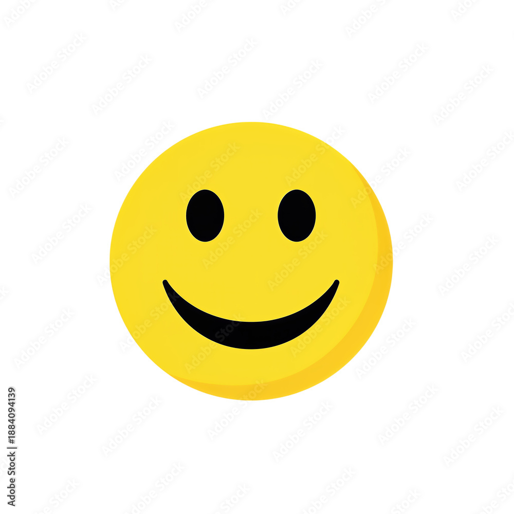 Fototapeta premium Yellow smiling face emoji isolated on transparent background