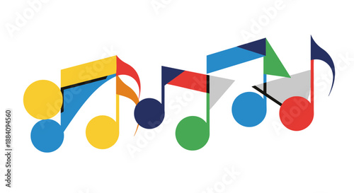 Colorful Music Notes and Symbols Illustration.