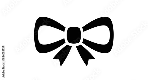 Elegant Black Bow Tie Icon on White Background.